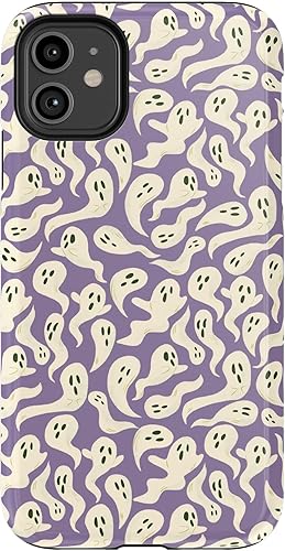 Casely Funda para iPhone 11 | All Boo'd Up | Fantasma púrpura | Diseño protector delgado esencial de doble capa