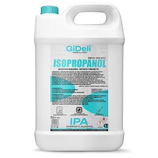 GiDeli Isopropanol 99,9% 5l - Isopropylalkohol Reiniger Hochprozentiger - Reinigungsalkohol für Elektronik - 3d Drucker zubehör - Glass, Bildschirmen und Linsen - Amazon product rated Grade A