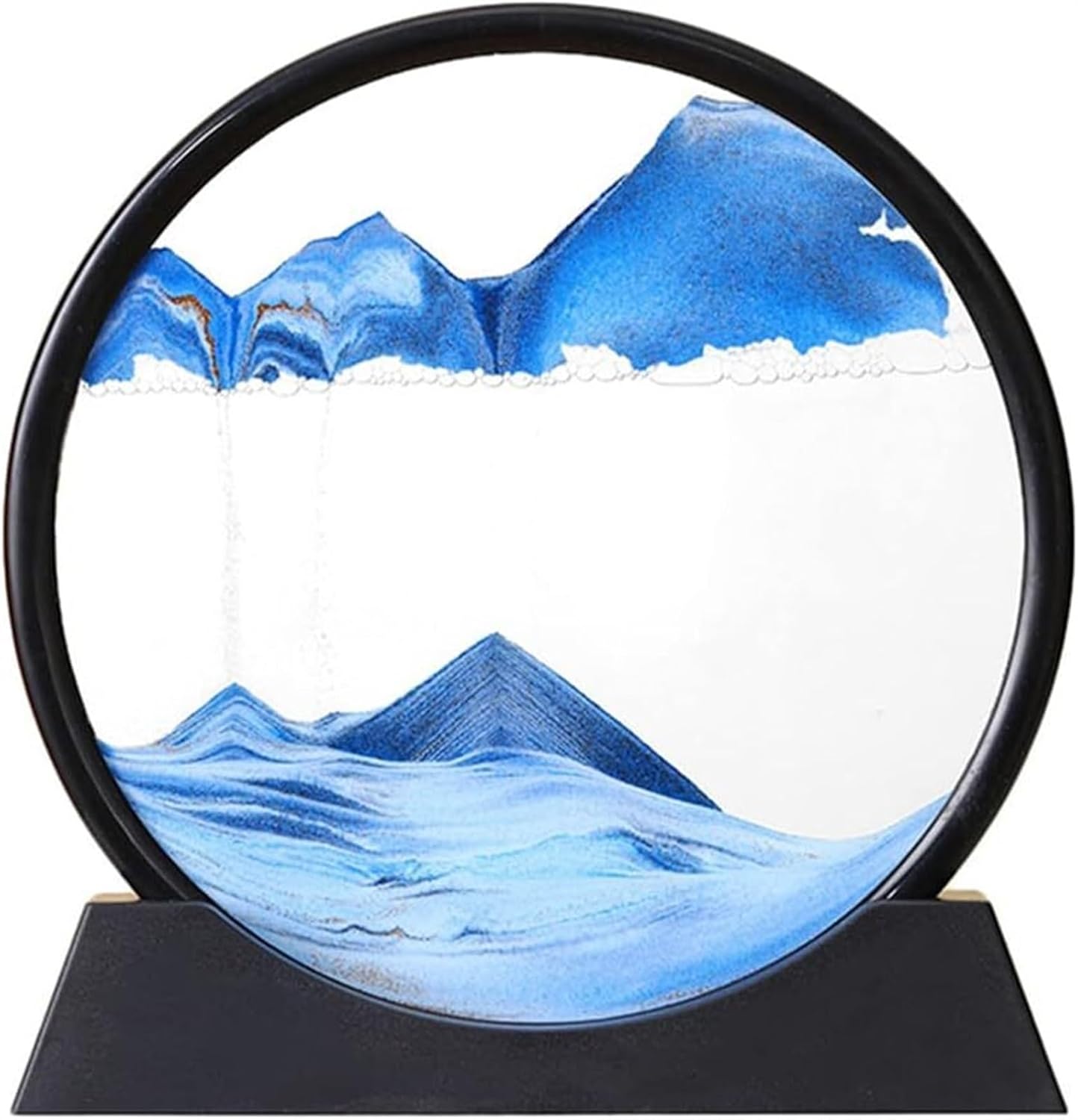 PAREKS 3D Dynamic Sand Art Motion,Flowing Sand Painting, Moving Sand Art Picture, Flowing Sand Frame Relaxing Desktop Home Office Work Décor Room，Blue,7inch (Color : Blue, Size : 7inch)