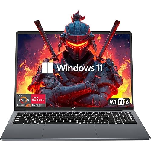 KAIGERR Laptop, Laptops with AMD Ryzen 4300U(Up to 3.7GHz), 16GB DDR4 512GB SSD Laptop Computer, 16.0inch Windοws 11 Laptop, 1920P FHD Display, WiFi 6, USB3.2, Type_C