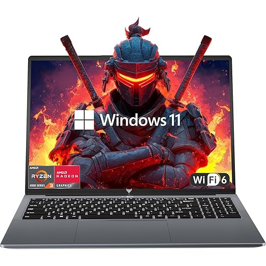 Gaming Laptop, Laptop with AMD Ryzen 3 4300U(Up to 3.7GHz), 16GB DDR4 512GB SSD Laptop Computer, 16.0inch Windοws 11 Laptop, 1920P FHD Display, WiFi 6, USB3.2, Type_C