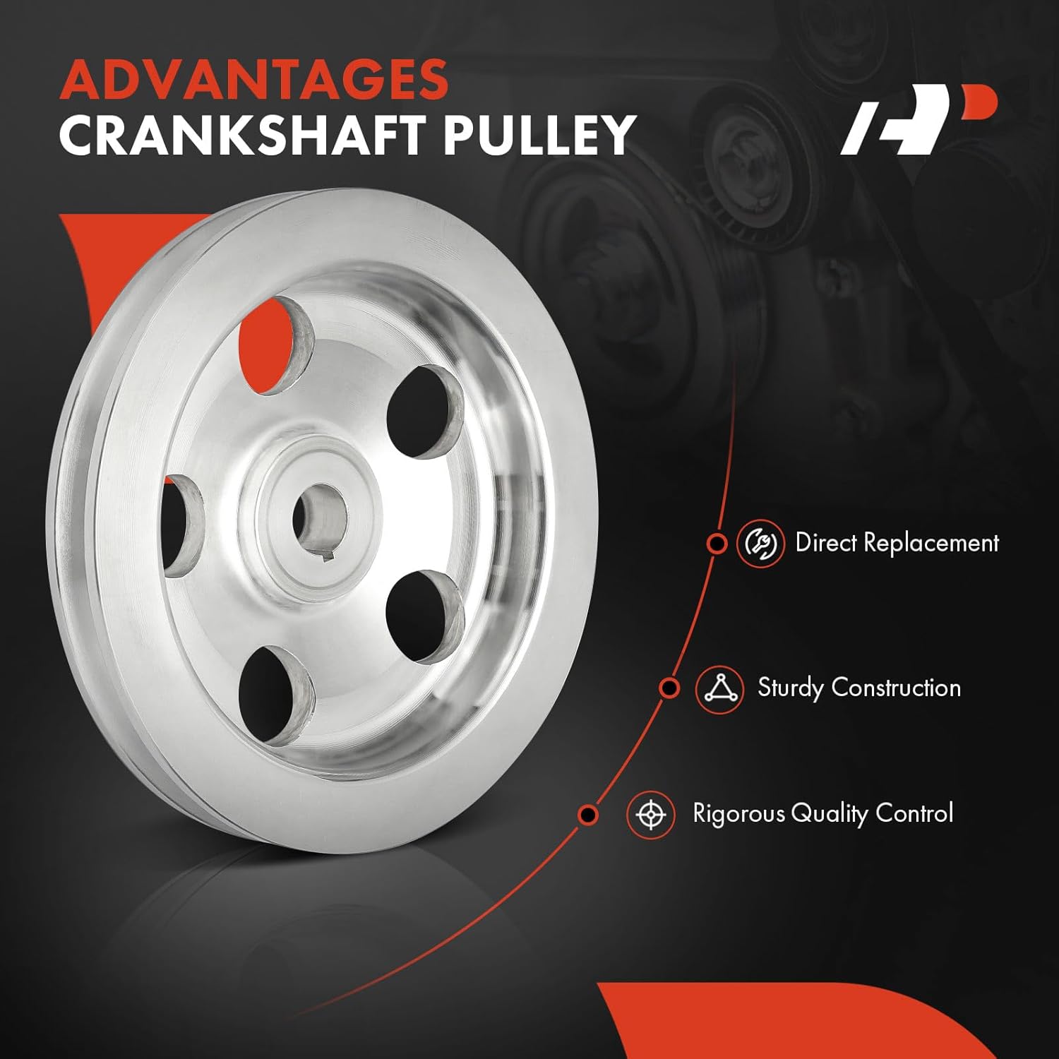 A-Premium Power Steering Pulley with Single-Groove Polished Aluminum Compatible with Chevrolet Small/Big Block & Ford Small Block