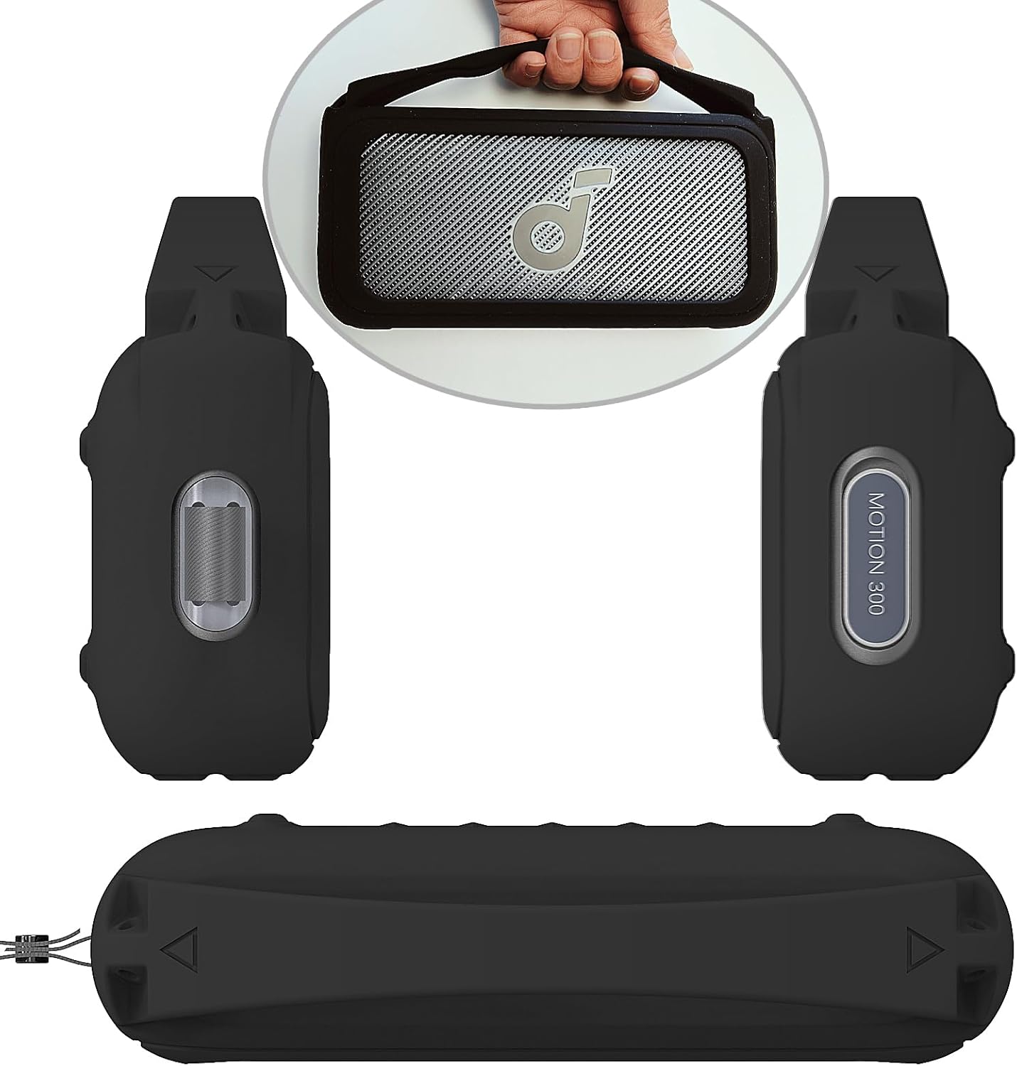 Silicone Cover Case for Soundcore Motion 300 Wireless Hi-Res Portable Speaker, Protective Holder Skin for Motion 300 Speaker Case Accessories (Black) - Image 5