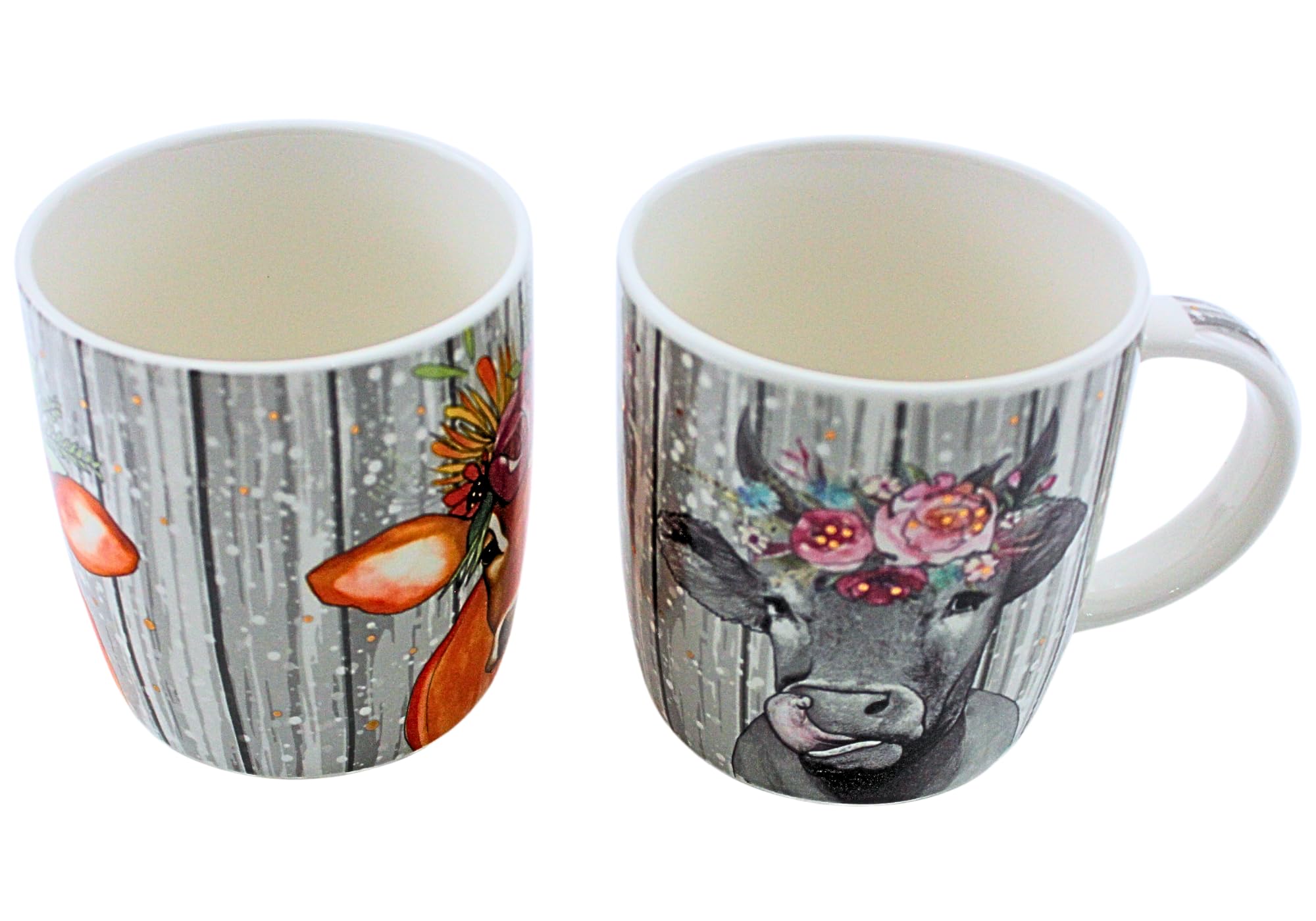Dekohelden24 Zestaw 2 kubków do kawy filiżanka do kawy z porcelany - motyw: krowa z nakryciem głowy - wymiary wys./Ø: 12 x 9 cm, pojemność 300 ml,