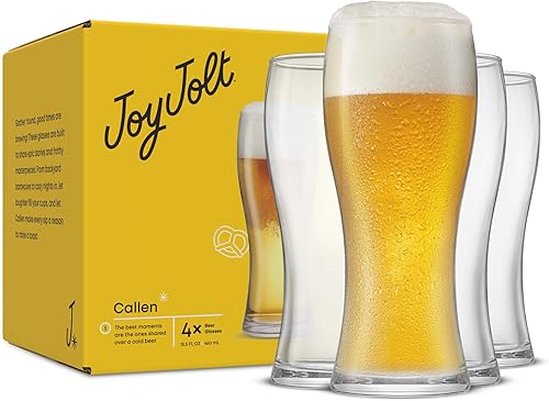 Miniatura 9 de JoyJolt Callen - Juego de 4 vasos de cerveza de 15.5 onzas, vaso de cerveza artesanal, vasos Pilsner, vaso de cerveza IPA. Vaso de cerveza de vidrio