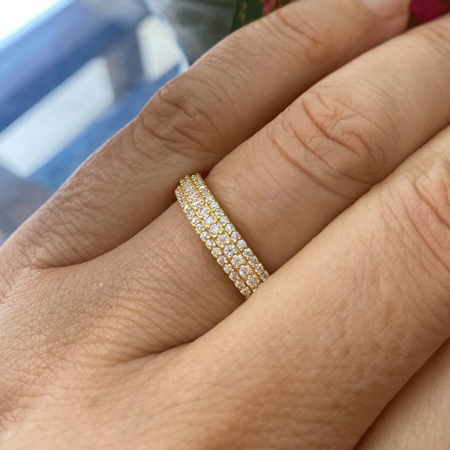 Moissanite Wedding Band 925 Sterling Silver Stackable Ring Anniversary Jewelry for Women Size 5-10 with Gift Box