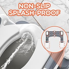 Potty Training Seat, SKYROKU Upgrade Toddler Toilet Seat for Kids Boys Girls, 2in1 Potty Training Toilet, Splash Guard Anti-Slip Pad Step Stool,New Sector-Shape Stabilized Base and heavier (8899 Grey)
