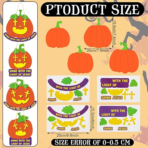 Miniatura 2 de VitalCozy Juego de 24 kits de manualidades de calabaza de Halloween, manualidades religiosas con papel bíblico, cristiano Jesús, manualidades,