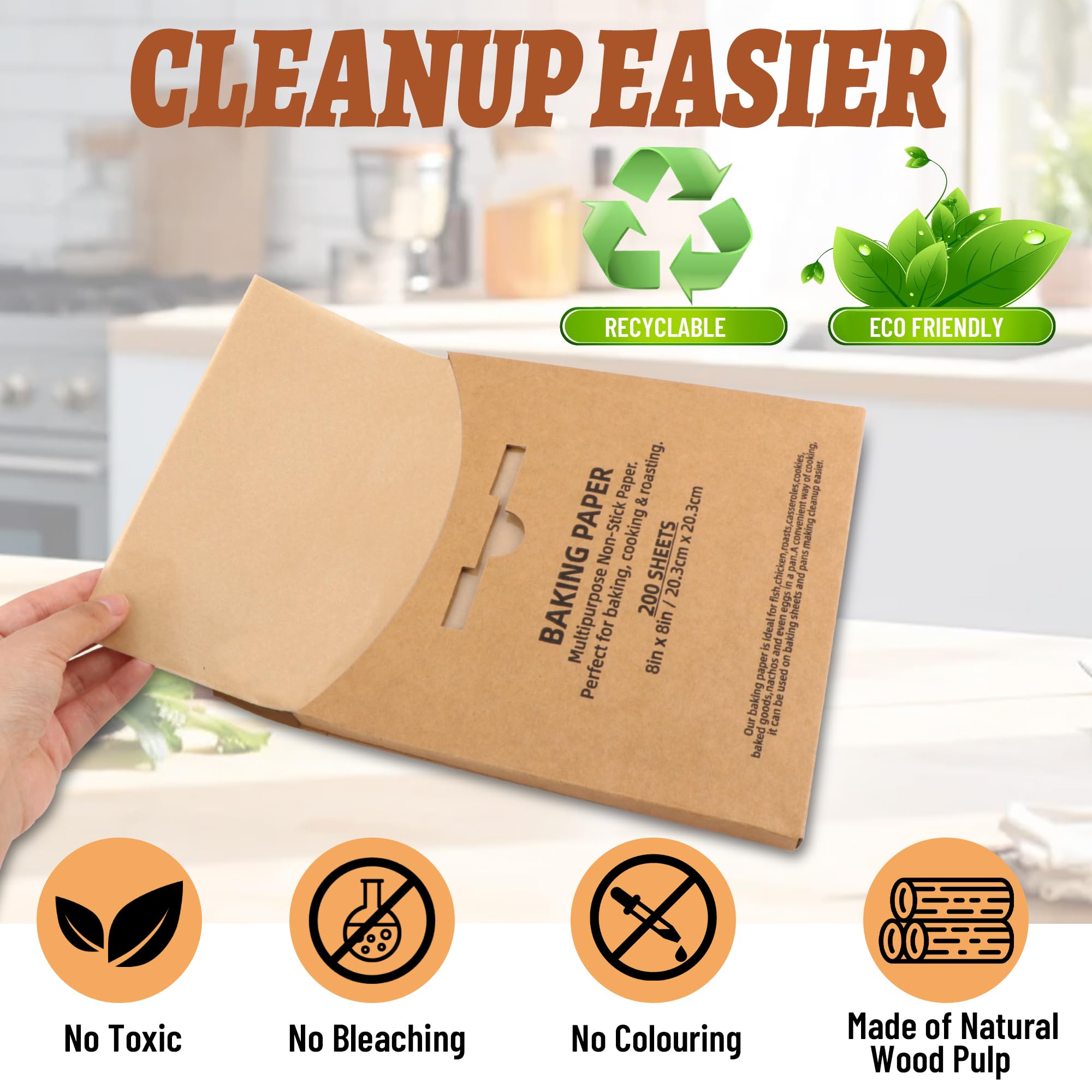 200 Pcs Parchment Paper Baking Sheets, 8