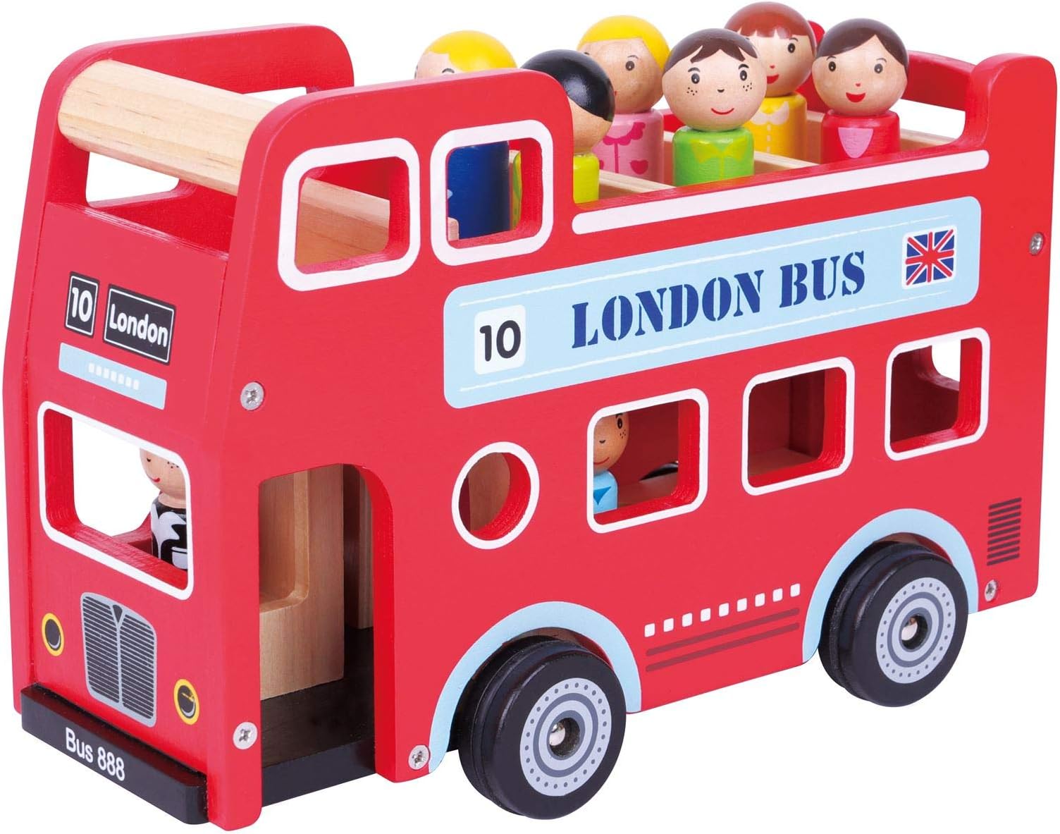 Lelin SKC1213 Original Double Decker Red Classic London Sight Seeing Bus with Driver & Passenger Figurines, 27.5 x 12.5 x 18.2 cm