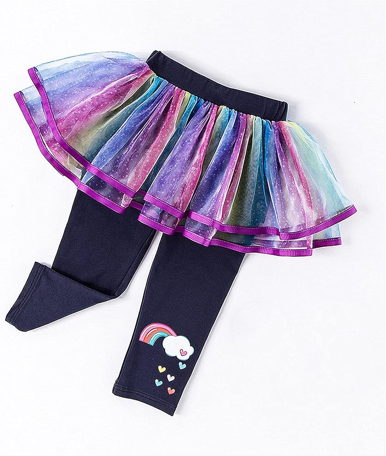 LX7 Toddler Girls Baby Footless Leggings with Ruffle Tutu Skirt Pants Culotte Girls Bottoms Dress - Image 4