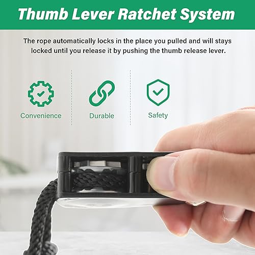 Miniatura 4 de HealSmart 2 correas de amarre ajustables para kayak de 14 de pulgada, correas de amarre ajustables y resistentes para polea de trinquete de carga,