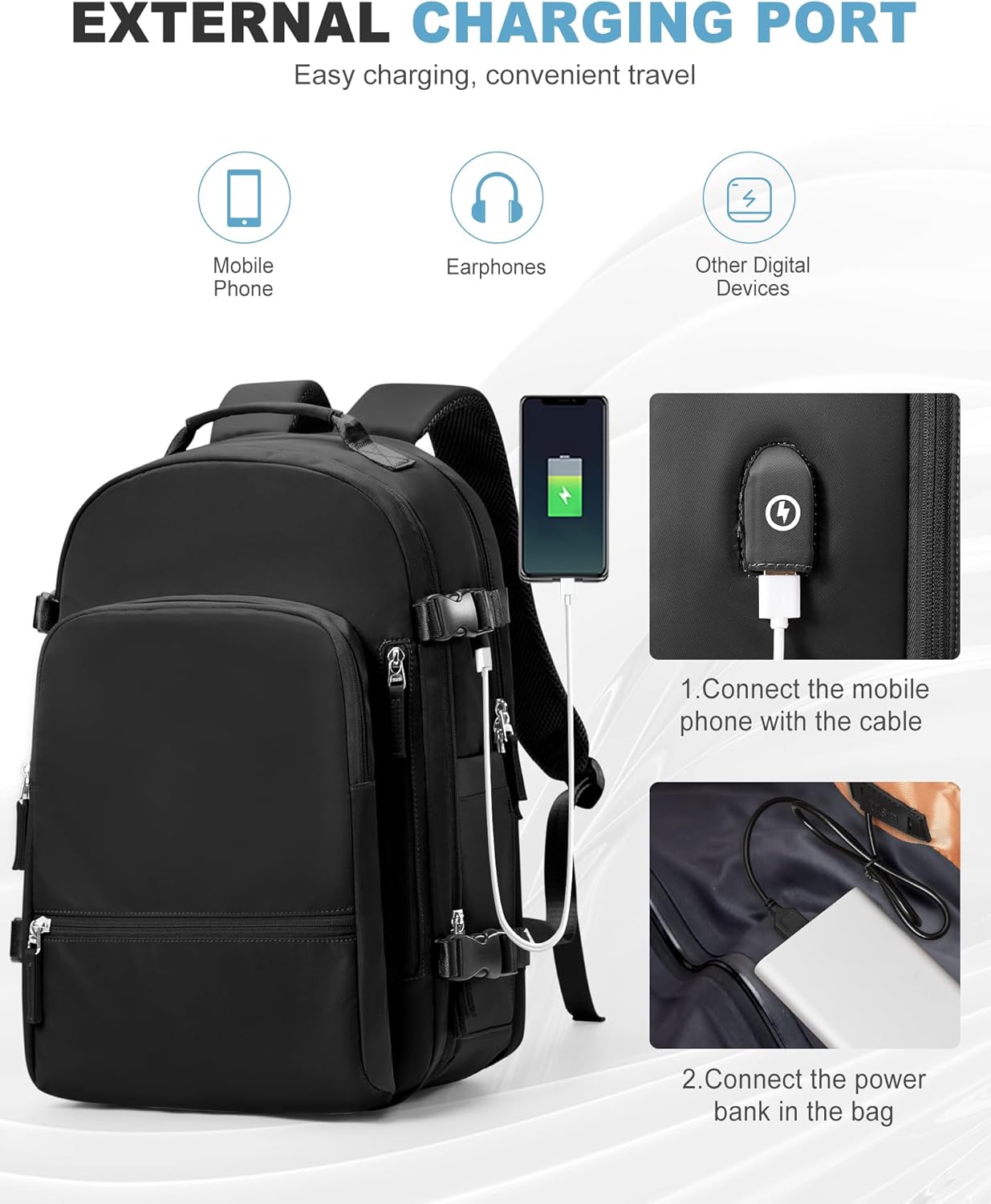 coofay Vacuum Backpack Travel with Pump Vacpack Backpack with Vacuum System Travel Compression Backpacks for Women Mochila De Viaje Carry on Luggage - Image 8