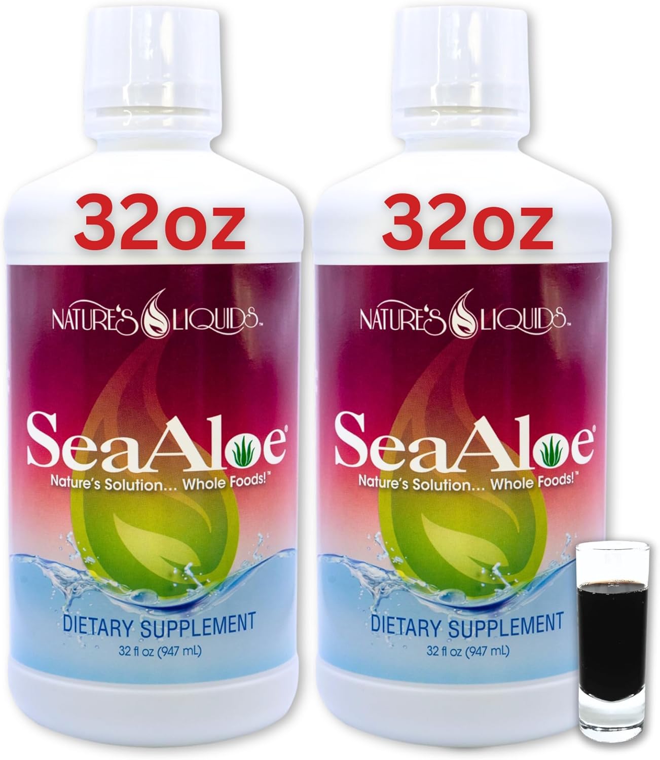 Nature's Liquids Aloe Vera Juice Oceanic Elixir - Proprietary Botanical Blend for Thyroid, Digestion and Immune Support, 32oz (Pack of 3)