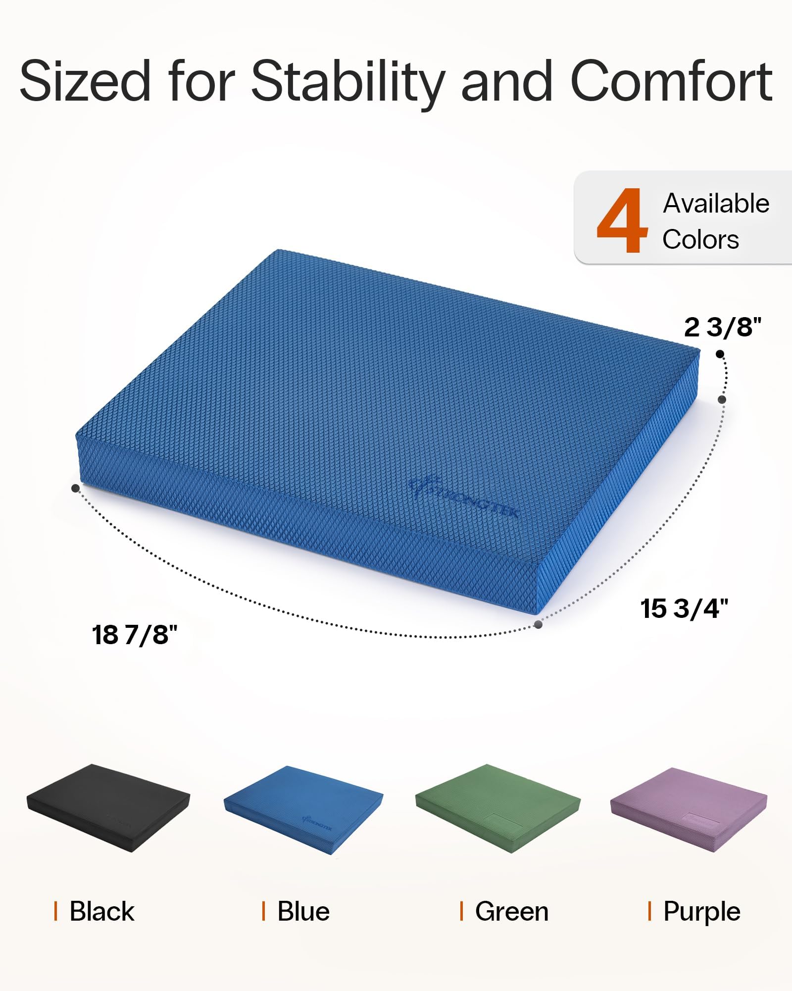 StrongTek Tapis d'équilibre extra large en mousse pour physiothérapie, 48,3 x 40,1 x 6,1 cm, coussinet en mousse TPE haute densité pour exercice, stabilité améliorée, résistance abdominale