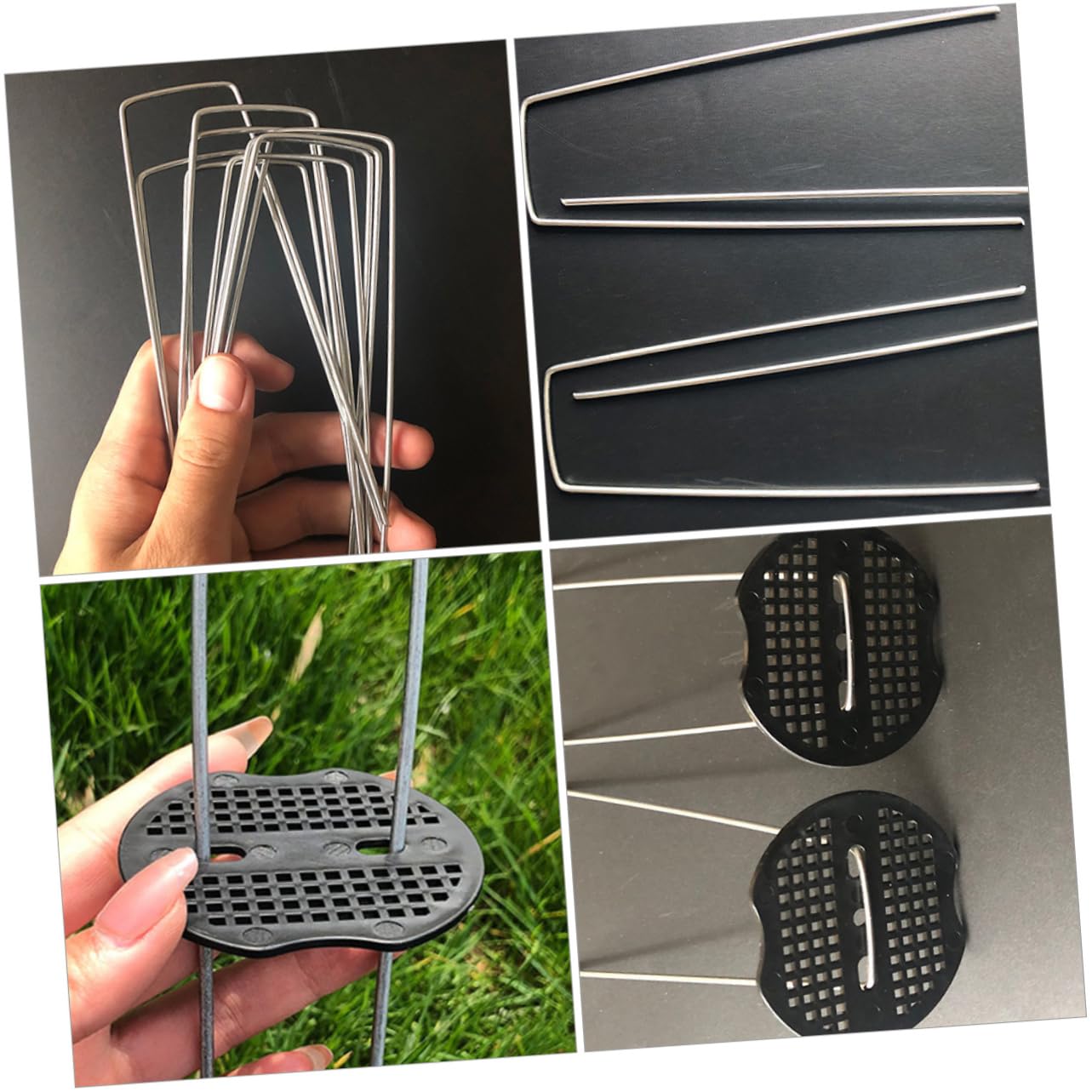 50 Set Picchetti per Fissaggio Esterno a U in Filo Zincato da Giardino | Membrane e Teloni, Montaggio Sicuro e Semplice, Nero, Uso Quotidiano All'aperto, 50 Set