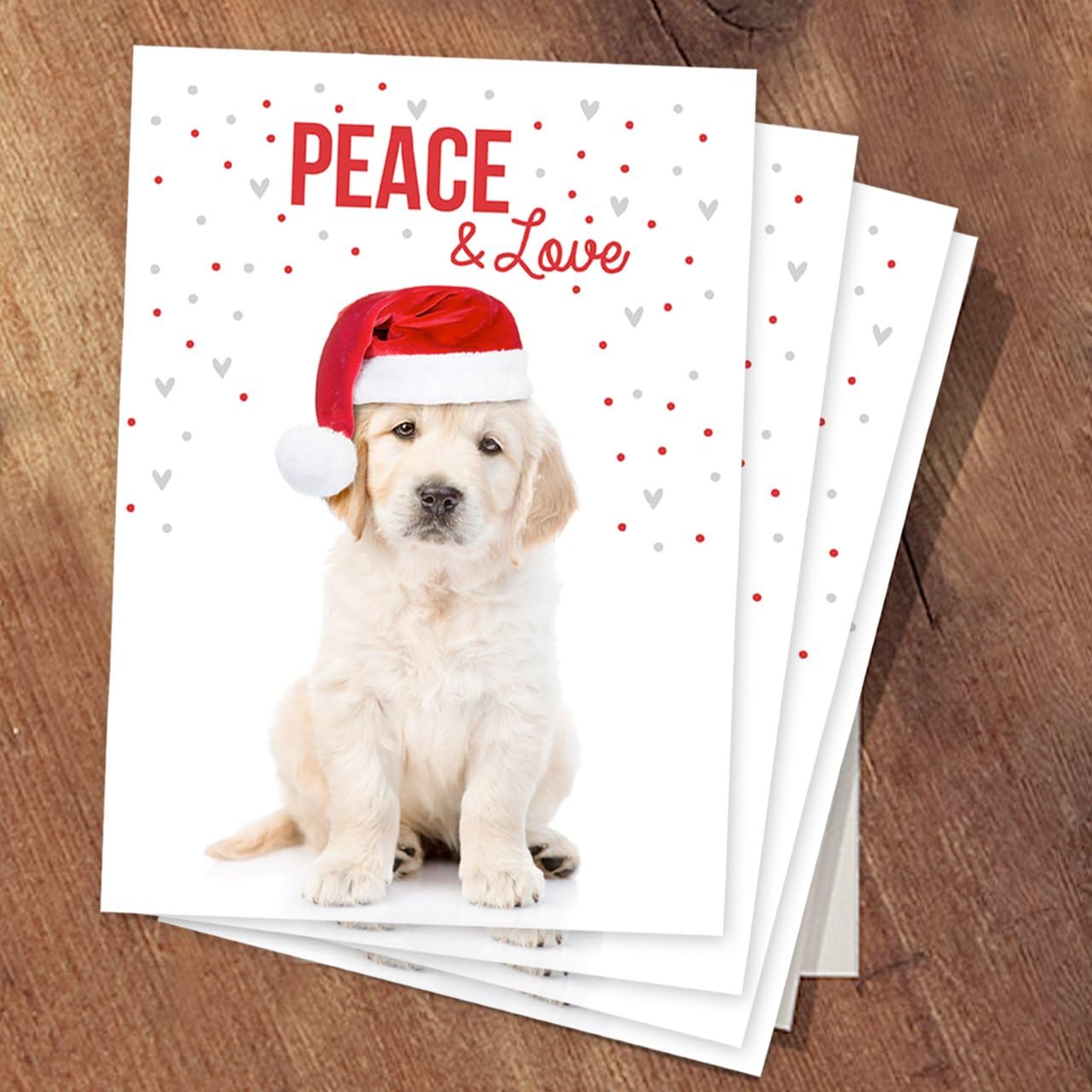 Canopy Street Labrador Love Holiday Card Pack / 25 Cards And Envelopes Pack/Festive Santa Hat Puppy Design With Greeting Inside/Dog Christmas And New Year Cards