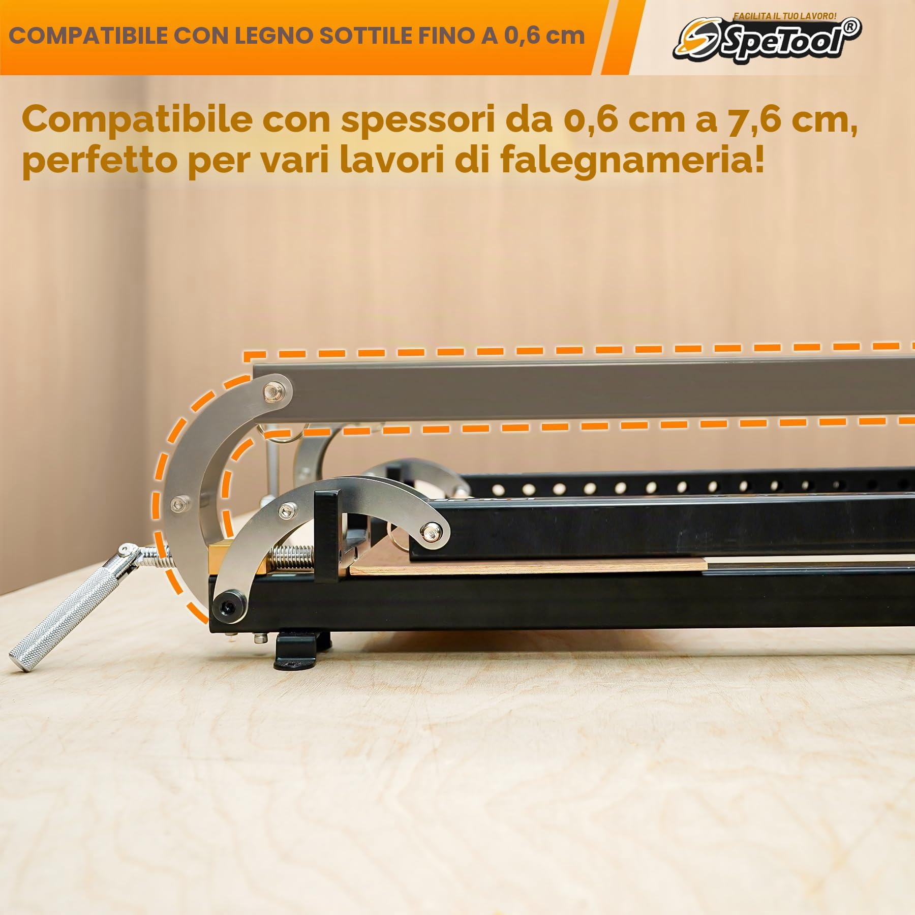 SpeTool Morsetto per pannello da 61 cm, confezione da 2, morsetti paralleli in acciaio a pressione a 4 vie per armadietti, tavoli, lavorazione del legno, accoppiatori a parallelogramma regolabili