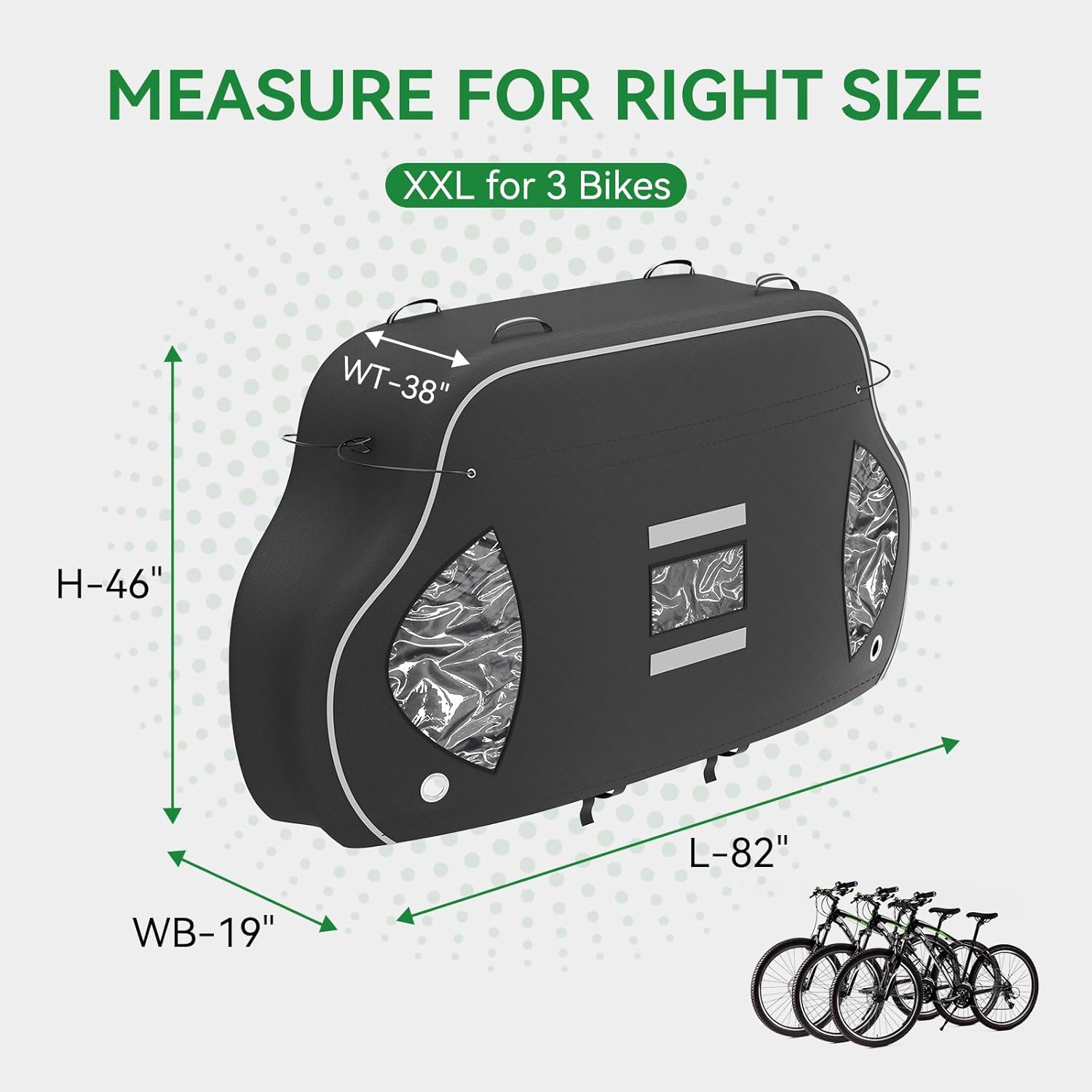 Bike Cover for Transport on Rack - Bike Cover for 3 Bikes on Rear Bike Rack, 600D Oxford Bicycle Cover Waterproof Outdoor Storage or Transportation for RV/ SUVS, with 2 Bungee Cords (XXL)