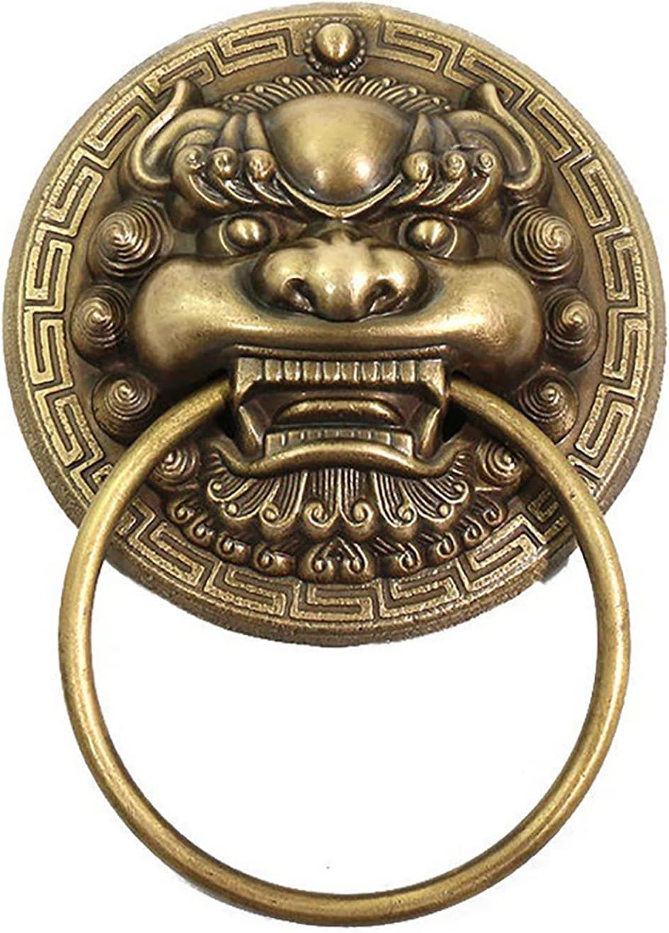 Brass Door Knocker, Animal Head Lion Head Antique Door Knocker Handle, Antique Bronze Finish, Strong Three-Dimensional Effect, Suitable As Front Door Drawer Wardrobe Chair Decoration Handle