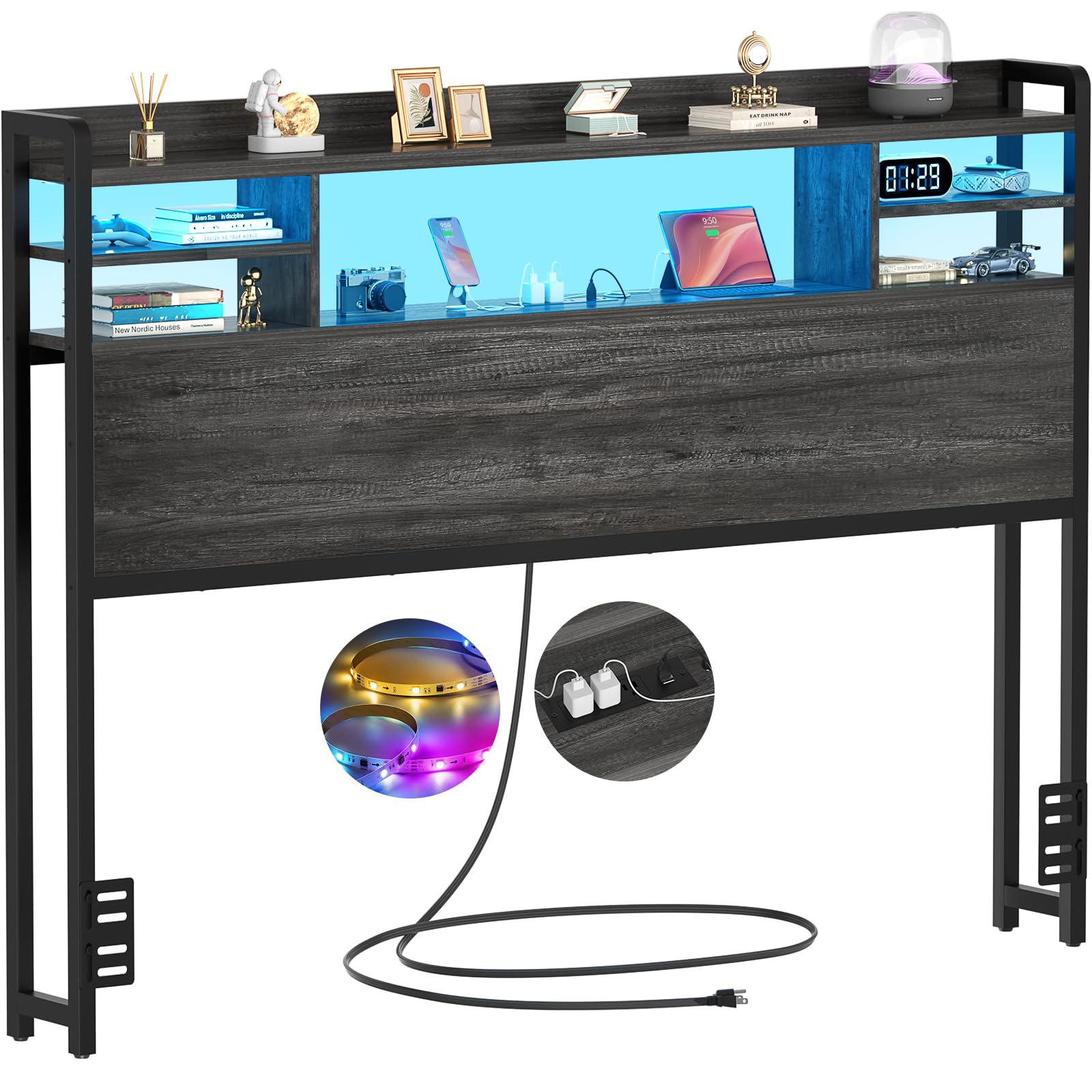 Aheaplus Full Headboard Storage