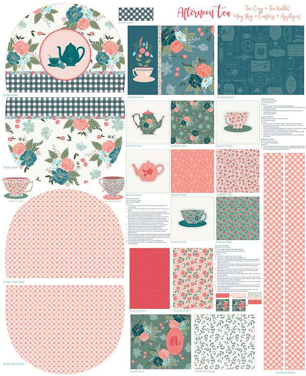 Riley Blake’s Assortment of Premium Quilting Fabric Panels, Perfect for Quilting, Apparel, DIY Crafting, and Home Decor (Afternoon Tea Project Panel)