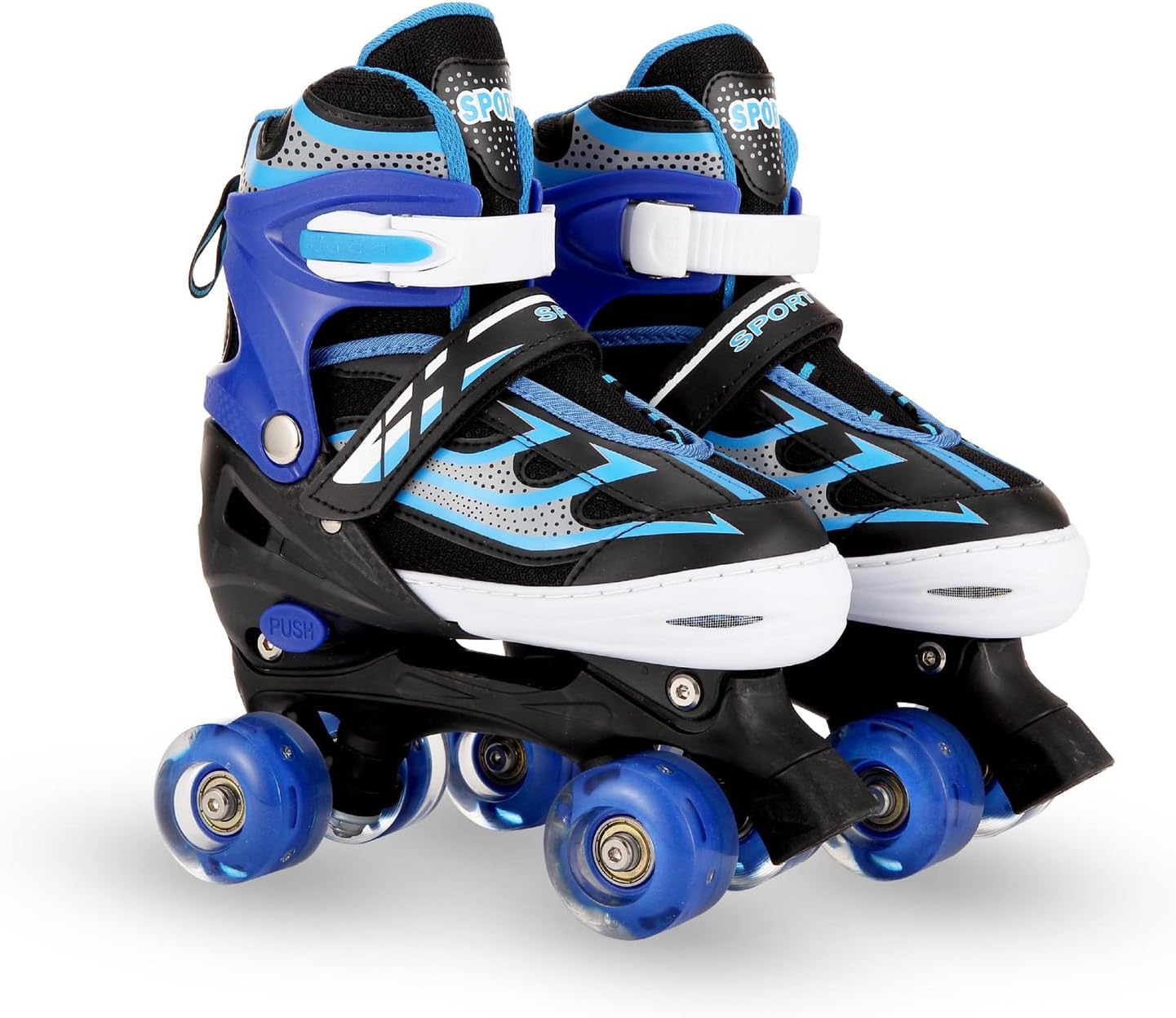 Adjustable Roller Skates for Boys Girls, Quad Skates with All Light up Wheels Rollerskates Light Up Roller for Beginners Indoor Outdoor Sports