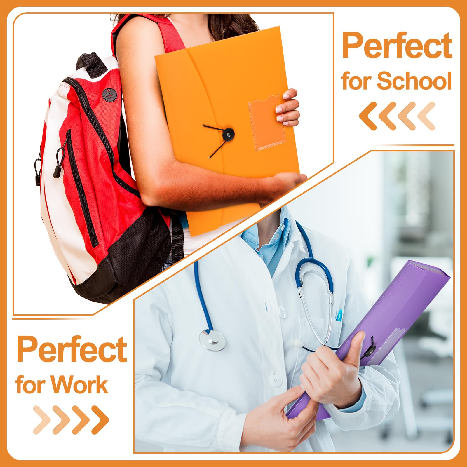 PerKoop Confezione da 6 cartelle portadocumenti espandibili, formato A4, con etichette e tasche per carte, formato A4, in 6 colori