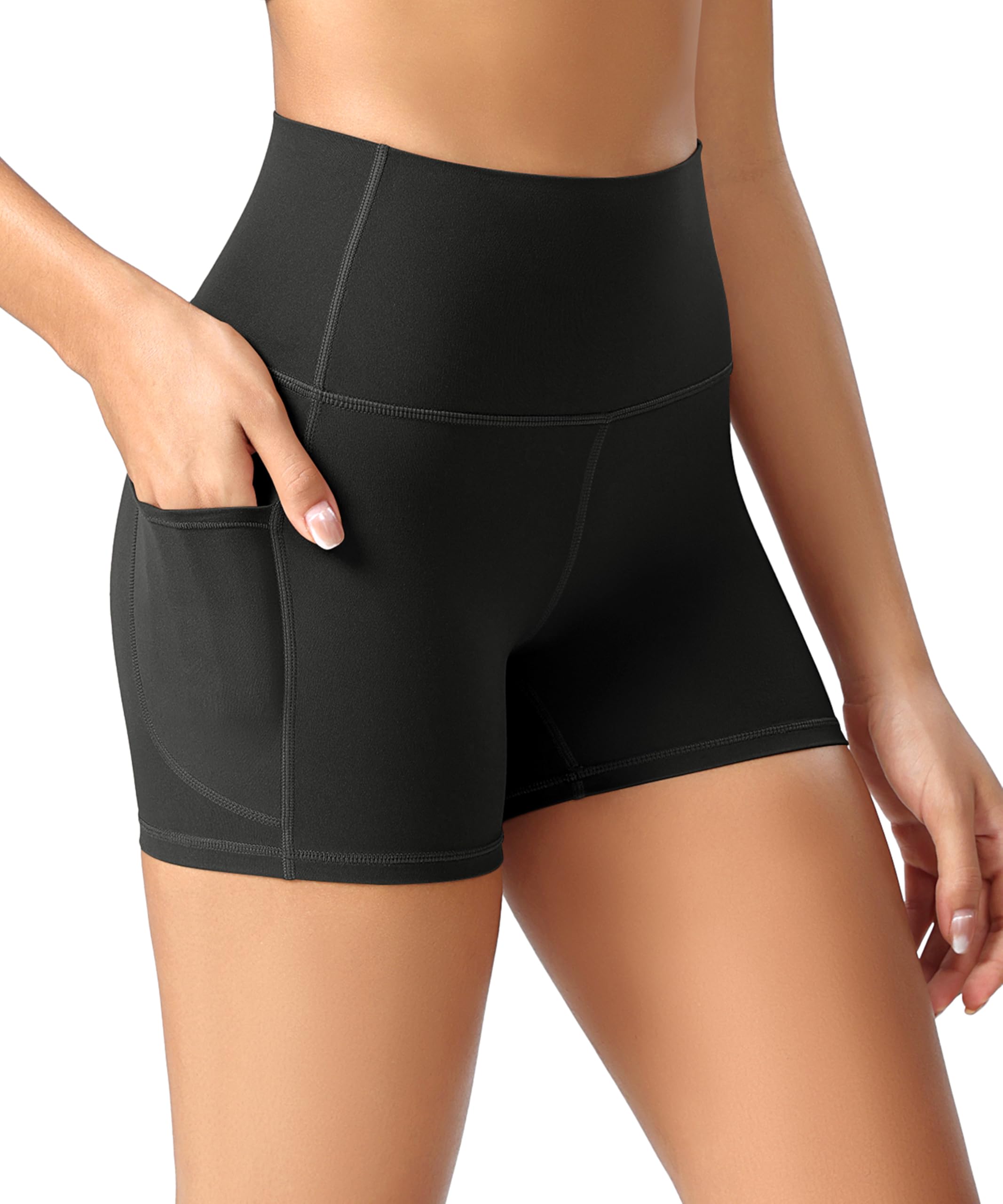 ODODOS Women's High Waist Lounge Yoga Shorts with Pockets, 4"/6"/8"/10" Buttery Soft Biker Shorts