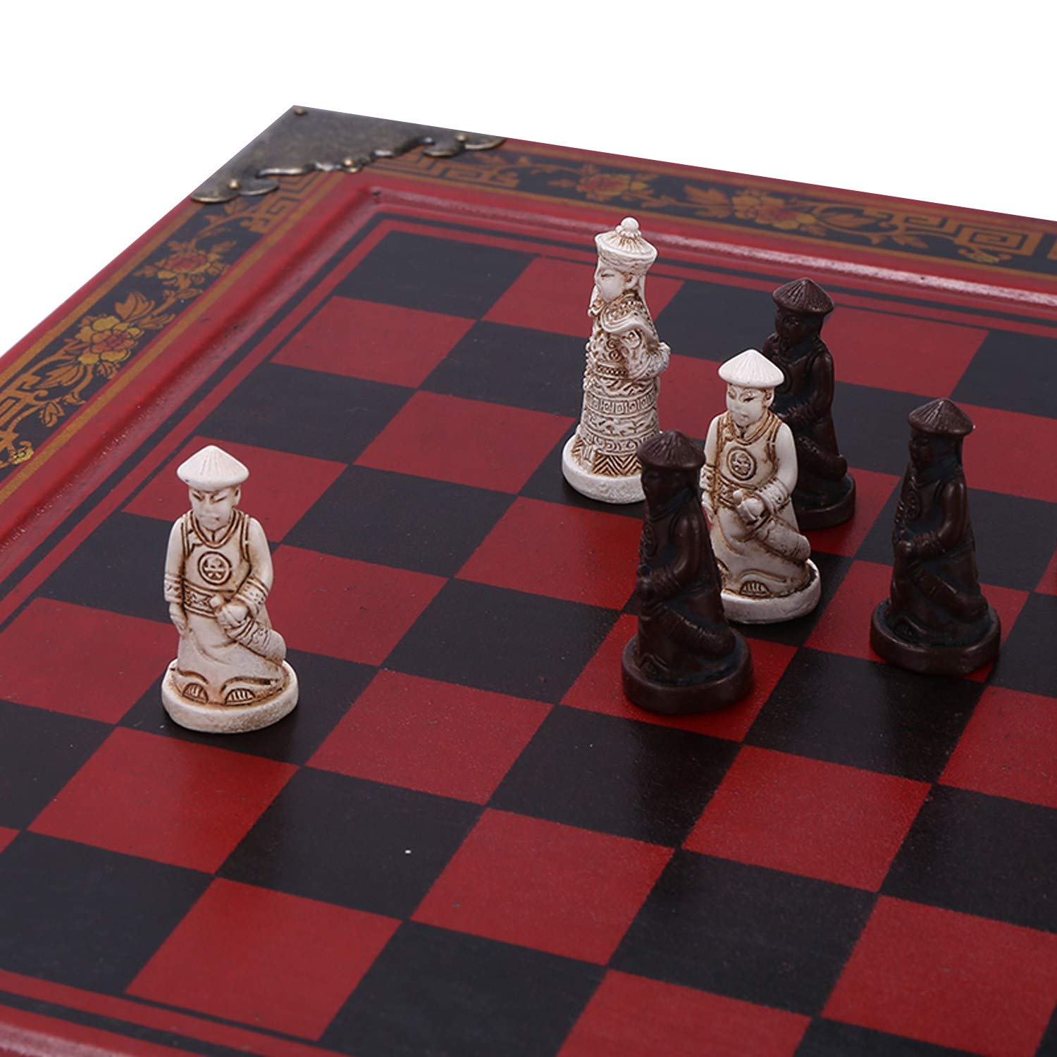 32 Piezas/Juego Mesa de Madera de Ajedrez Juegos de Ajedrez Chinos Regalo de ColeccióN Vintage de Resina Regalos Premium de CumpleañOs de Navidad de Pieza Juego de Mesa