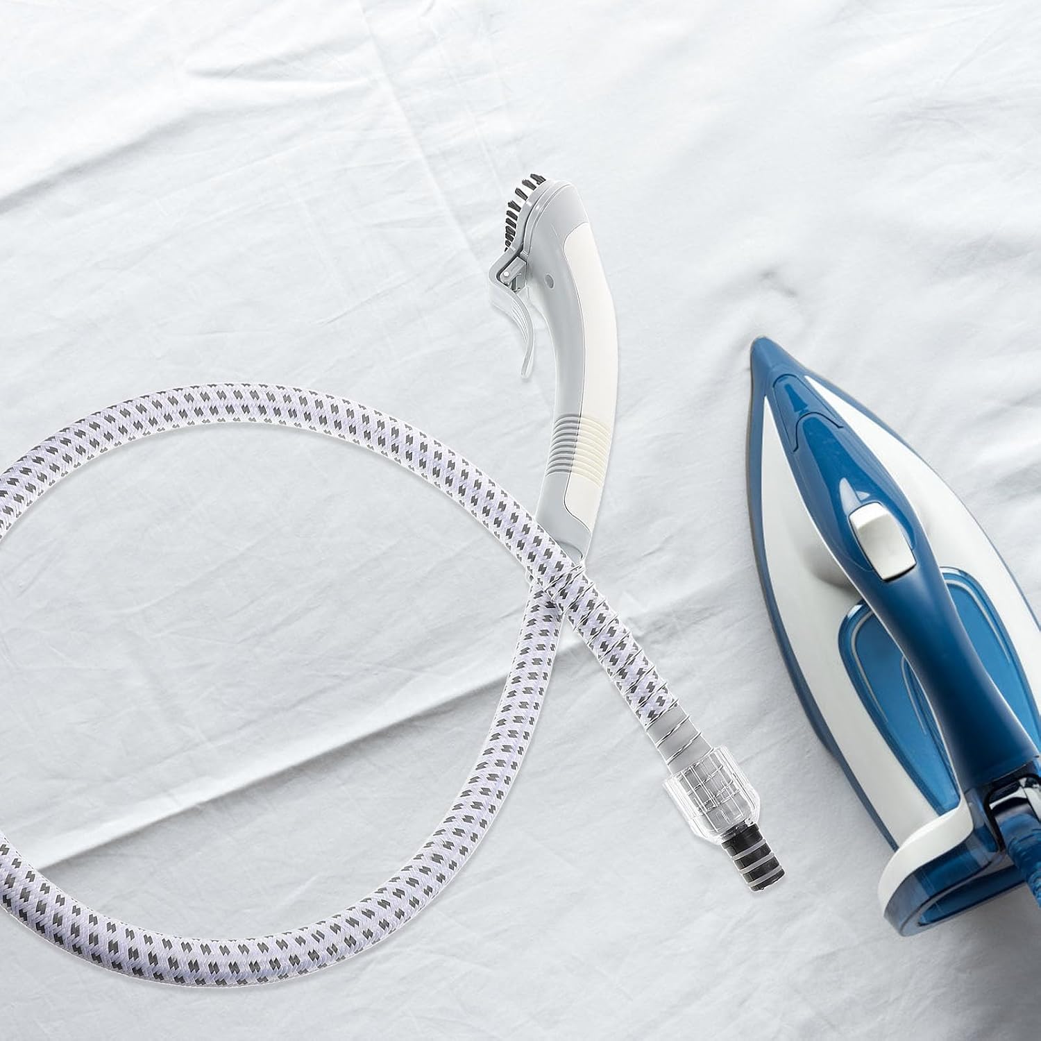 Replacement Steam Hose for Garment Steamer with Stainless Steel Metal Head and Brush Attachment, Easy Installation for Efficient Airflow and Steam Ironing Cleaning