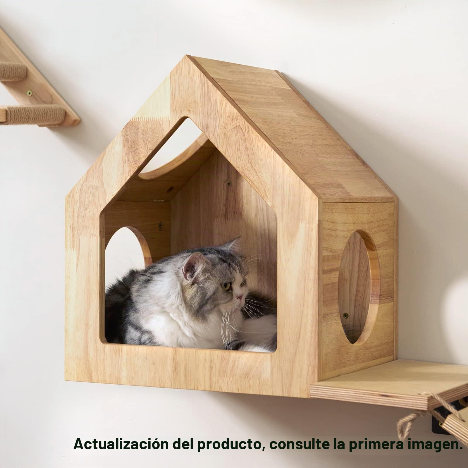 FUKUMARU Cama para Gatos de Pared de Madera de Abedul, 39x30x46 cm, Muebles de Pared Multifuncionales para Gatos, Diseño Elegante, Hazlo Tú Mismo