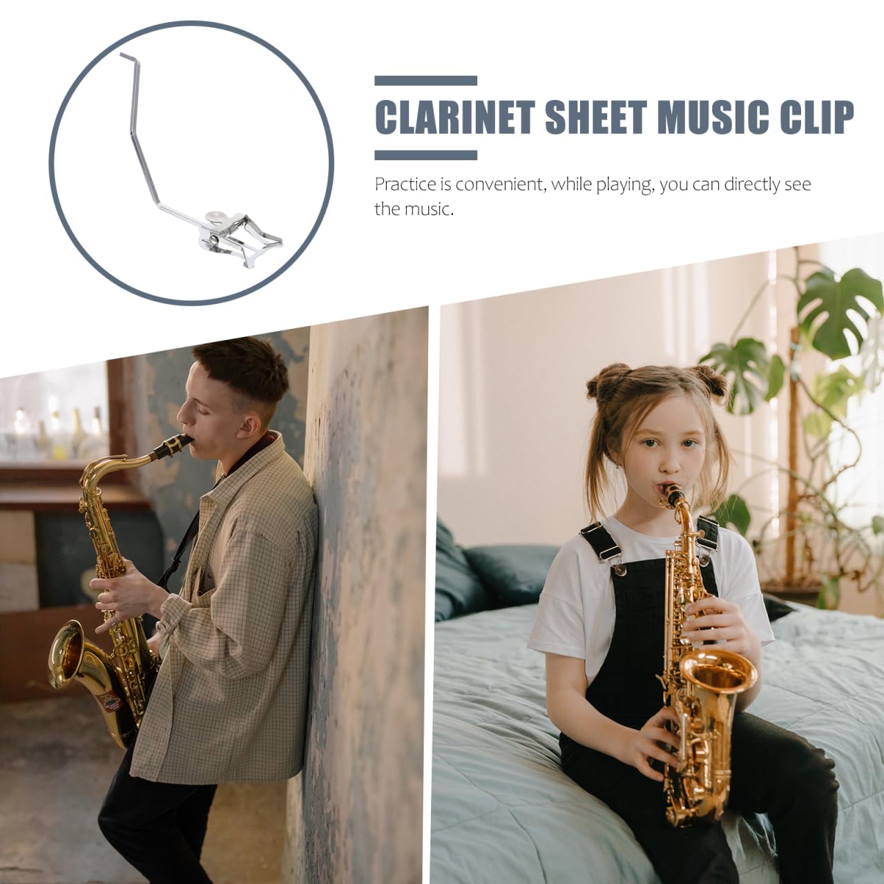 ibasenice Clip Spartiti Musicali Per Corno Alto E Baritono Supporto Spartiti Universale in Metallo Portatile Leggero E Compatto Accessorio Resistente Per Strumenti Musicali in Movimento