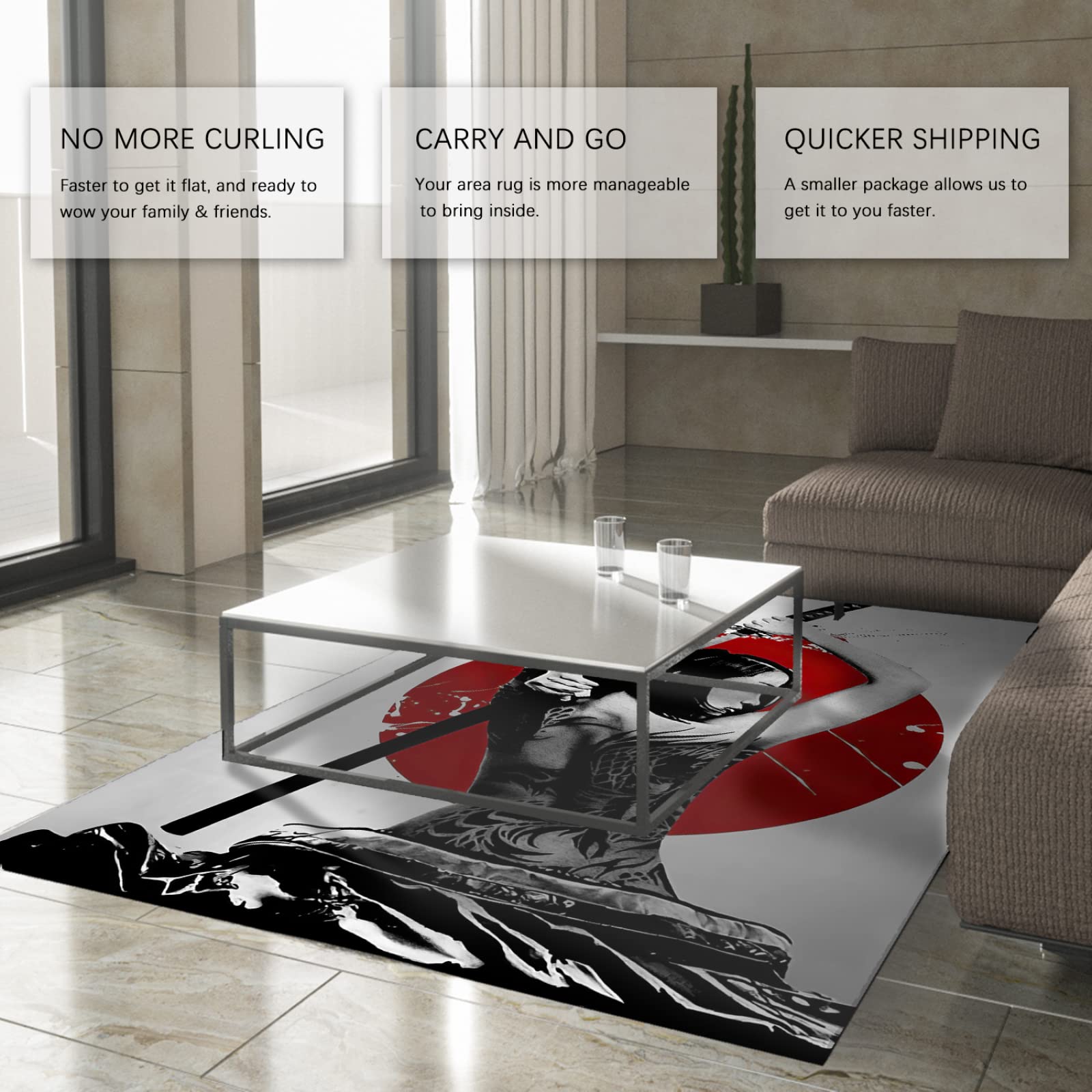 Japoński dywanik samurajski tradycyjny styl wystrój domu dywan łatwy do czyszczenia dywan trwały dywan do jadalni do sypialni salonu biura 80 x 150 cm
