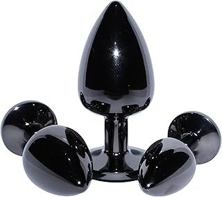Plug Anal Aluminium pour Homme et Femme – Kit Débutant pour Couple – Stimulation Prostate et Anus – Sex Toy Discret et Élégant – Kit 3 plug - Couleur noir - P.O The Pleasure Objective