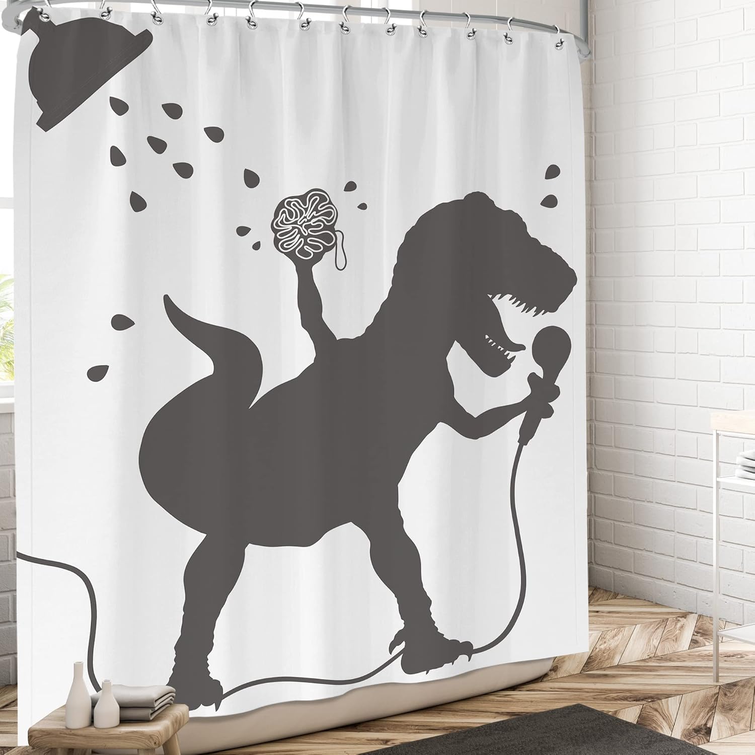 Funny Dinosaur Shower Curtain for Kids Fun Shower Curtains