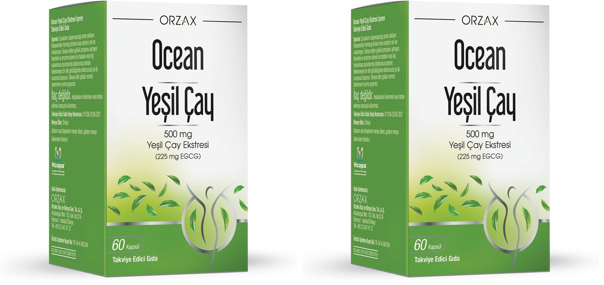 Orzax Ocean Green Tea 500 Mg 60 Kapsül (2 paketi)