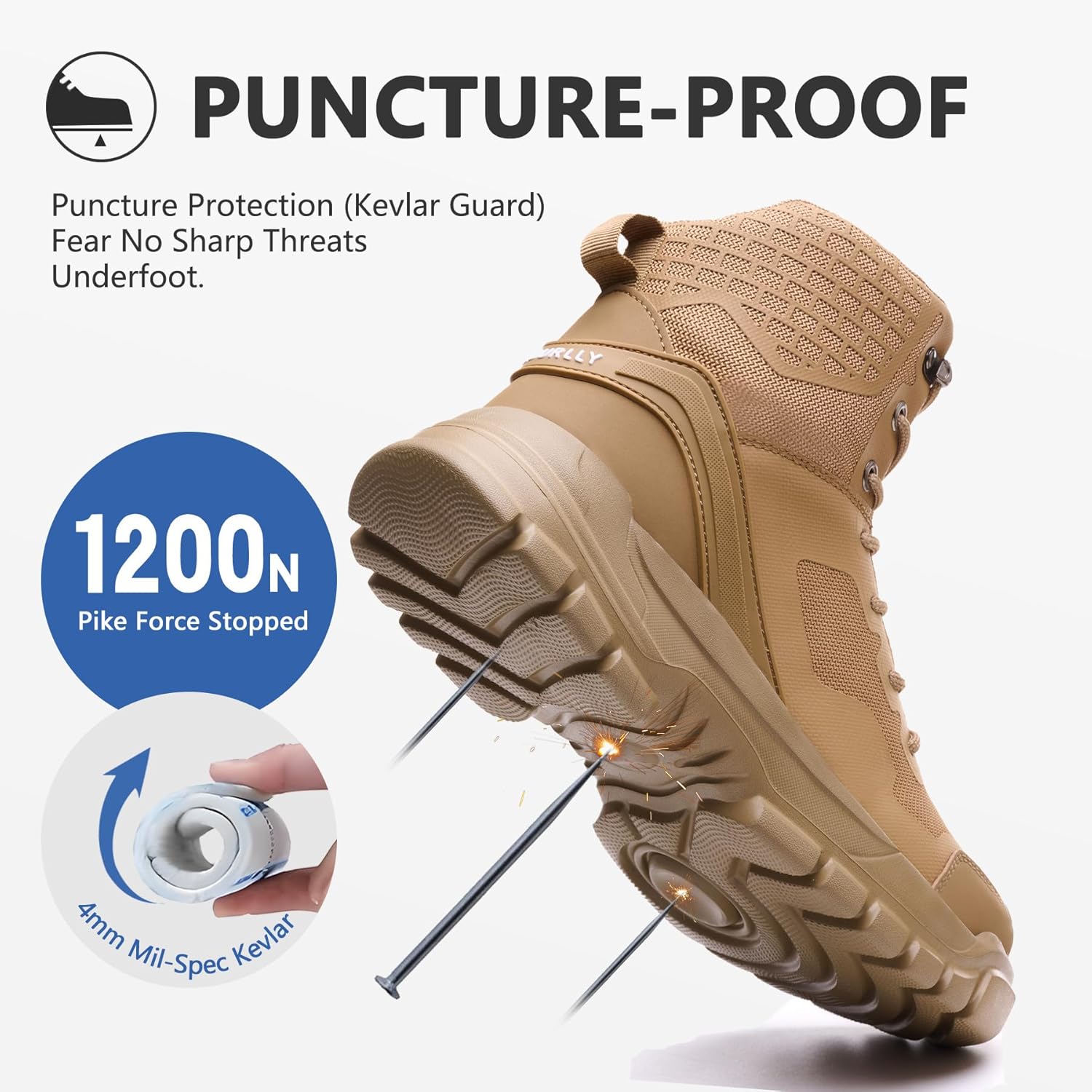 Hogent Steel Toe Boots for Men Lightweight Comfortable Work Boots with Air Cushion Puncture Proof Safety Shoes for men Industrial Construction Warehouse Work - Image 3