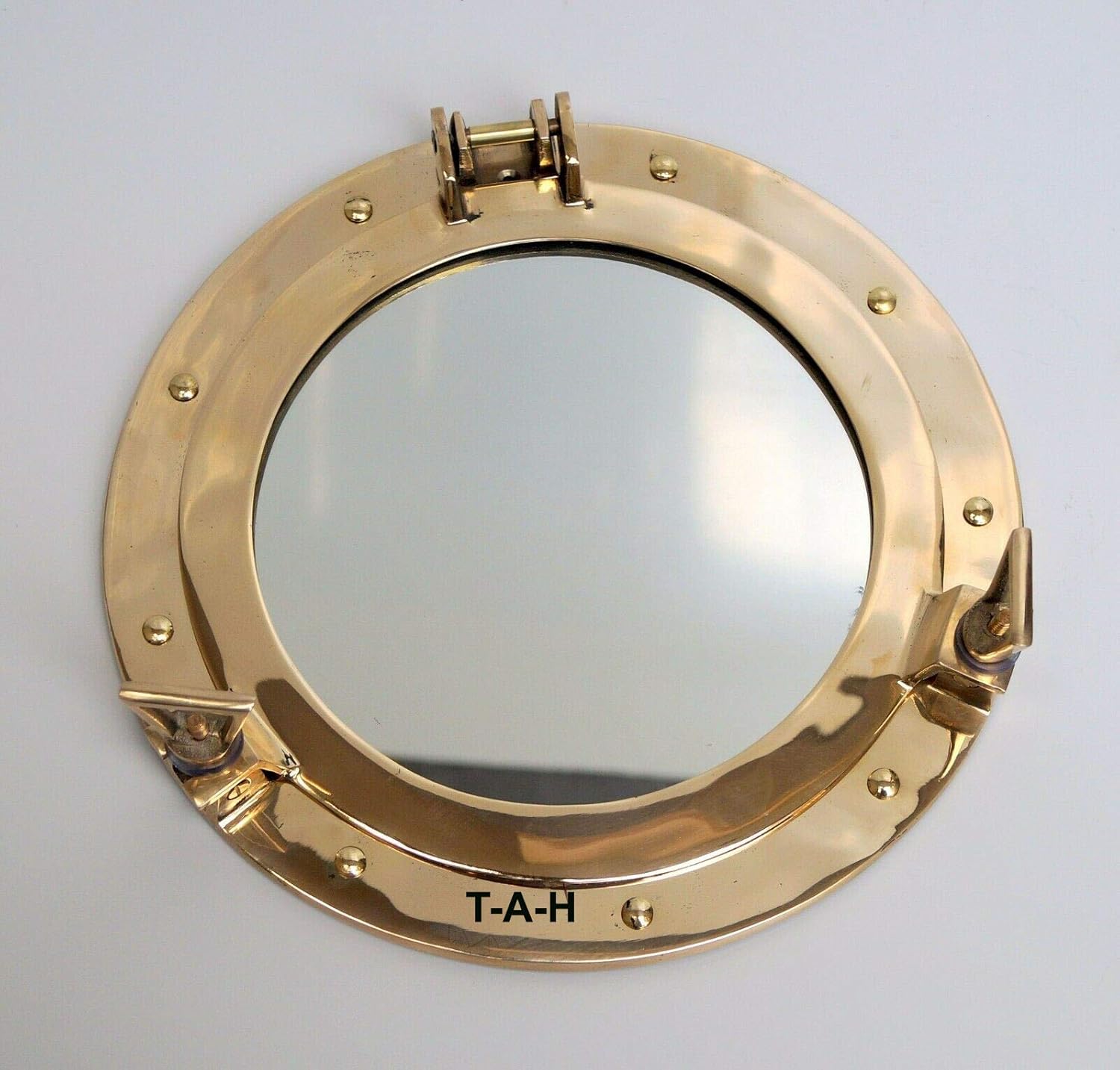 THE ANTIQUE HOUSE 12" Solid Brass Porthole Nautical Maritime Ship Boat Wall Mirror Home Decor