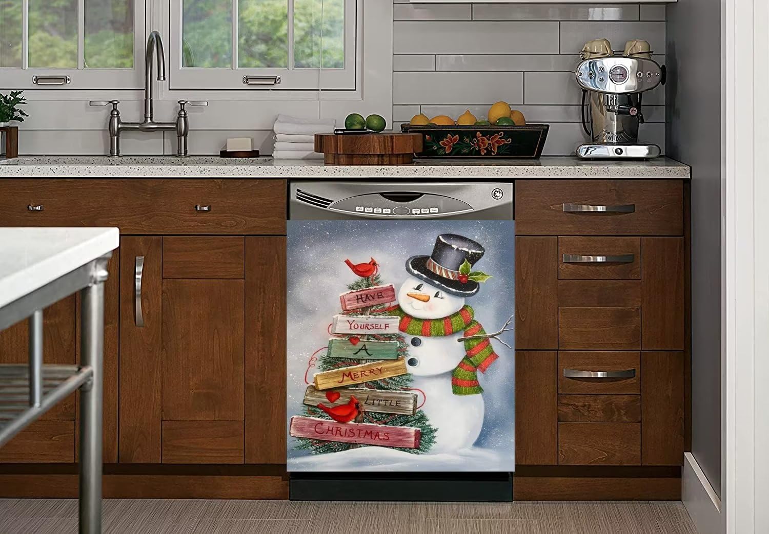 Magnetische Geschirrspüler-Abdeckung Mit Schneemann-Design – 58x66 Cm, Wasserdicht, Leicht Zu Reinigen
