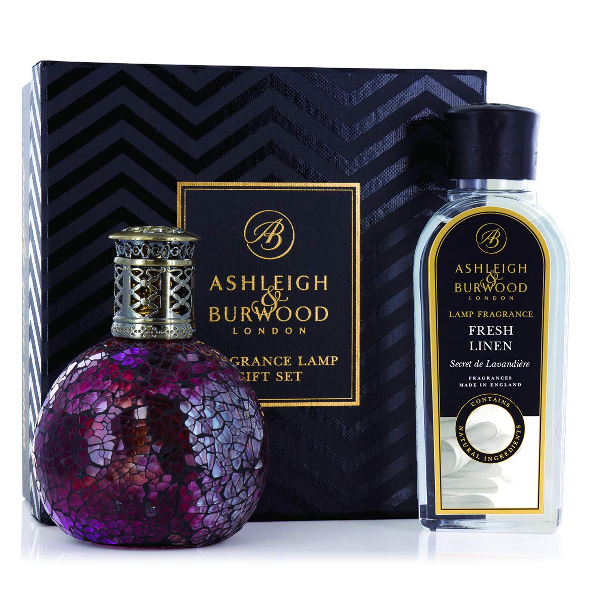 Ashleigh & Burwood Multicolor Fragrance Lamp Gift Set | Rose Bud | Fresh Linen 250Ml & Hand-Crafted Fragrance Lamp | Luxury Home Fragrance & Refillable Aromatherapy Diffuser | Air Purifying