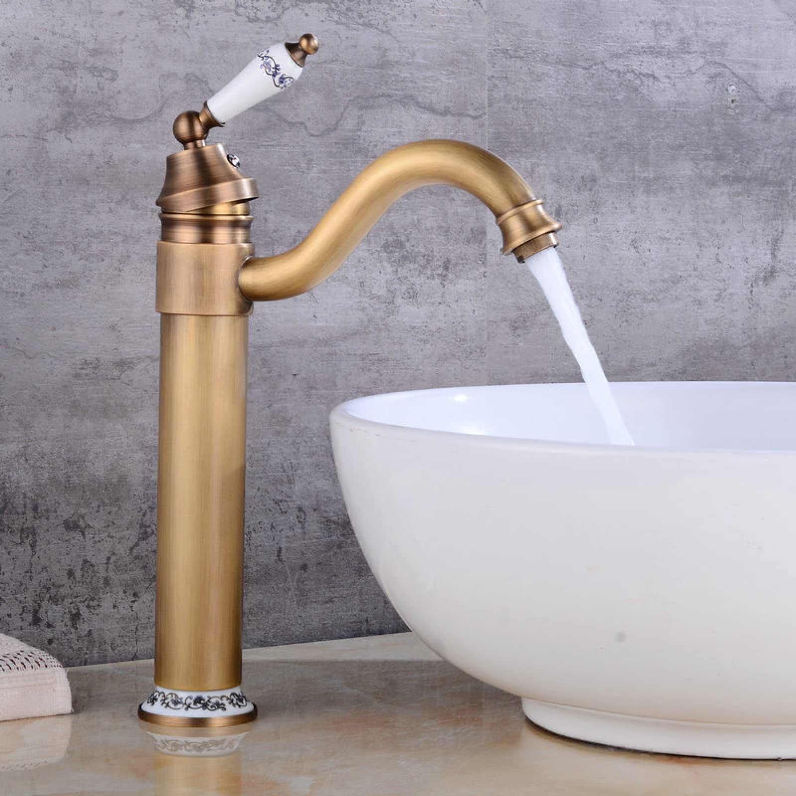 Robinet de salle de bain vintage noir laiton mitigeur lavabo rétro 360
