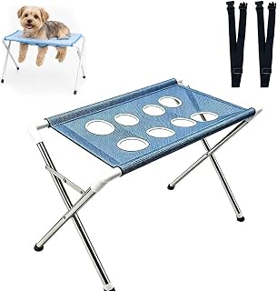 Pet Grooming Hammock, pet Bath Hammock, Station Foldable Metal Structure with Quick Surface and Strap Suitable for pet Washing (Blue)