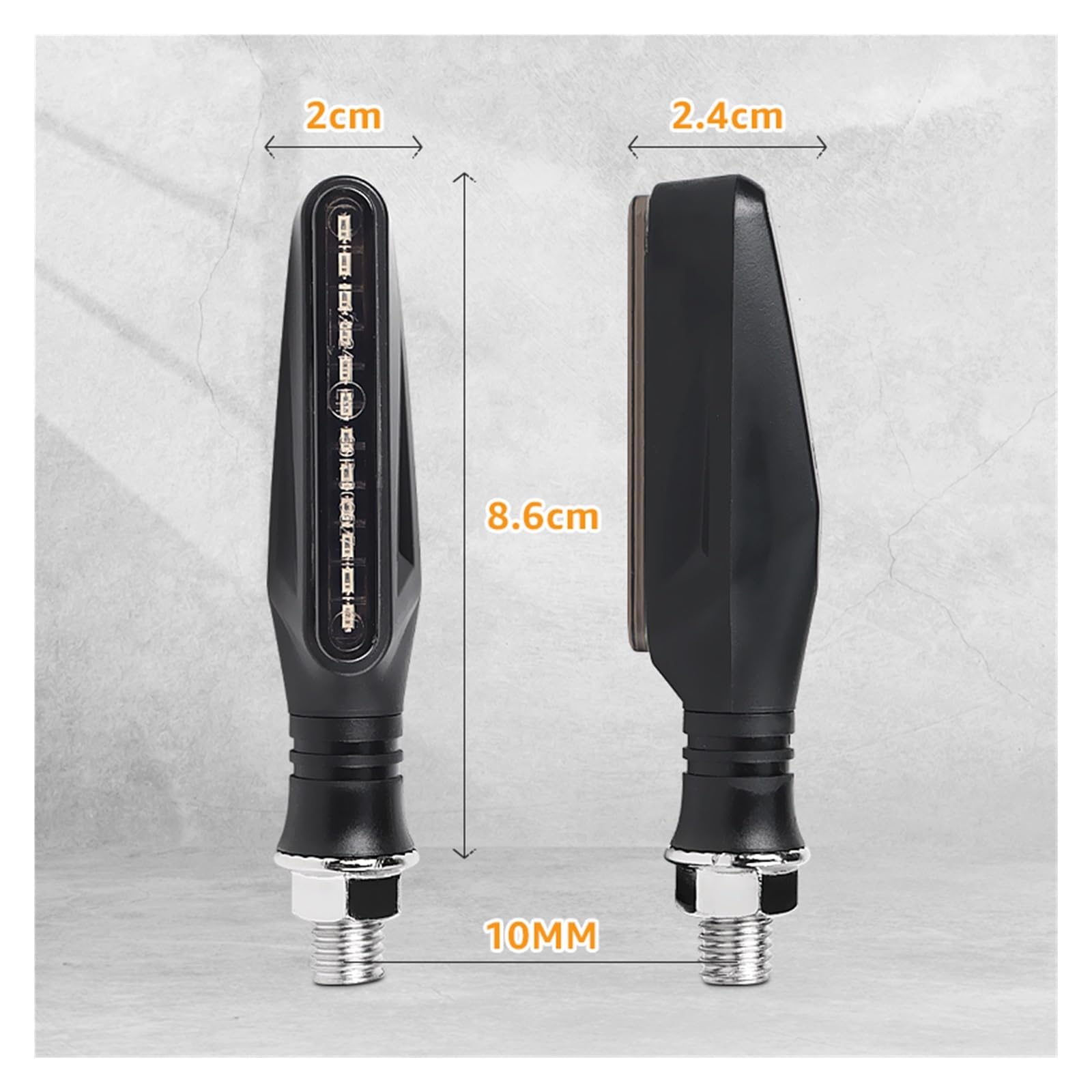 Luz LED de Intermitentes 12 Luces LED Intermitentes para Moto, Luces de señal indicadoras de Agua Corriente, lámpara de Giro de 12V y 10mm para Hon&da Señal de Giro secuenciales