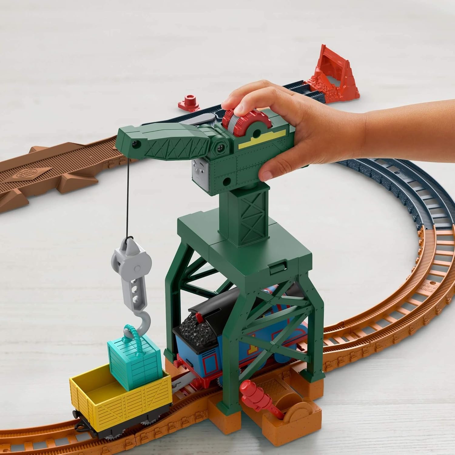 Fisher-Price Thomas & Friends Cranky The Crane Cargo Drop Train Track Set with Motorized Engine for Preschool Kids Ages 3 and up