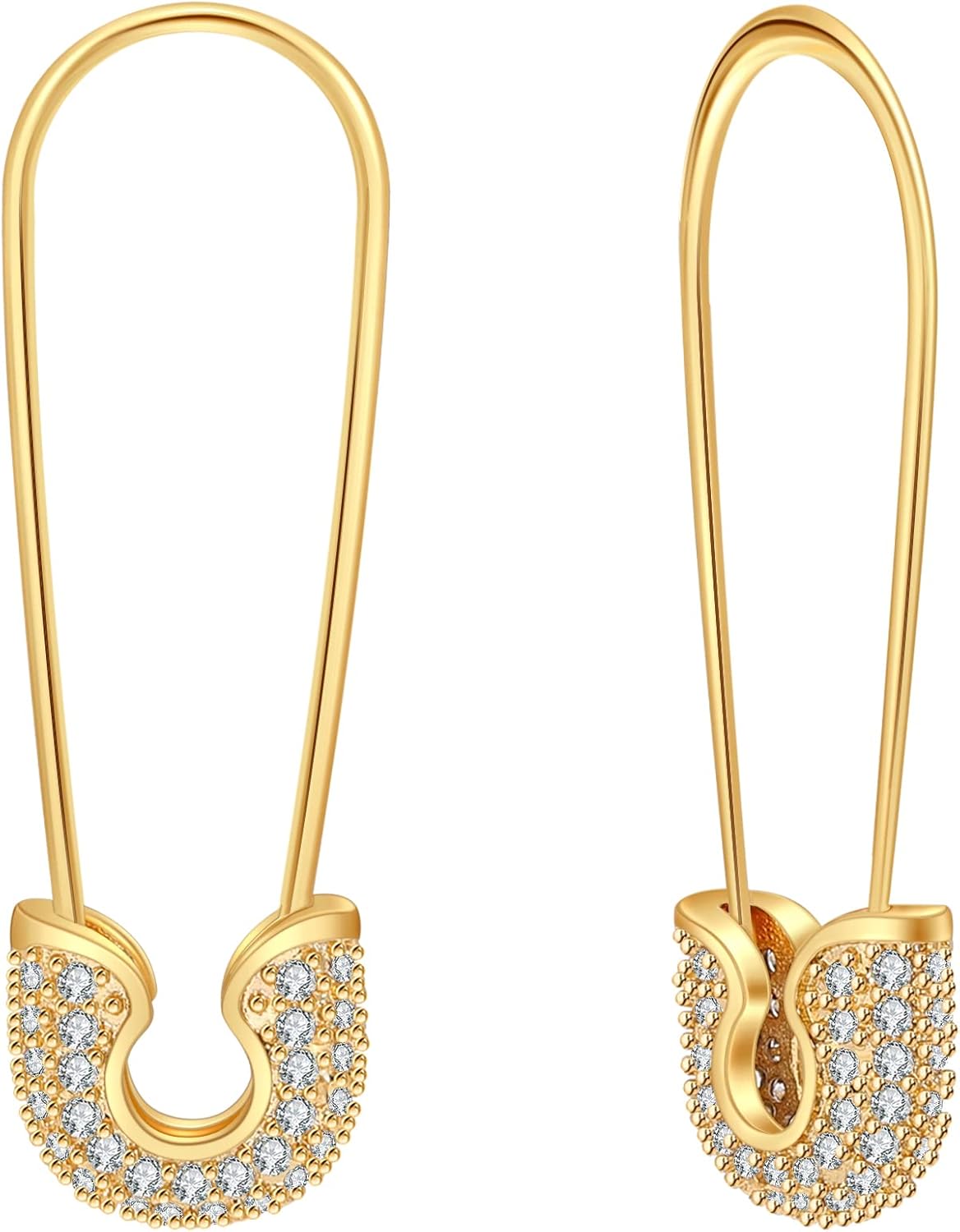 Safety Pin Earrings for Women 14K Gold Dangle Earrings