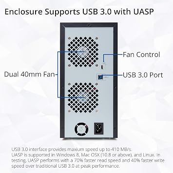 IO CREST Hard Drive Enclosure Supports Multi Bay via USB Interface, Black, 8-Bay