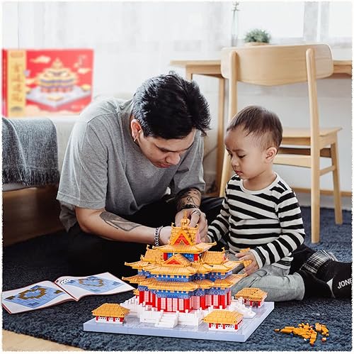 Miniatura 7 de GEYANG Juego de microbloques de construcción de arquitectura china de la torreta, juguetes de construcción creativos, regalos para adultos y