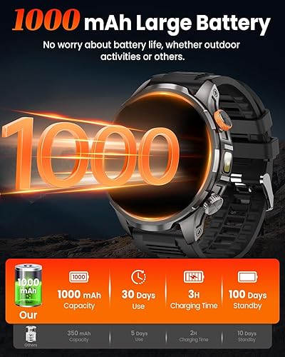 Miniatura 3 de Military Smart Watches for Men, Smart Watch with 100 Days BatteryFlashlightHeart RateSleepSpO2 MonitorCalling110+ Sports Mode, 5 ATM Rugged Men's