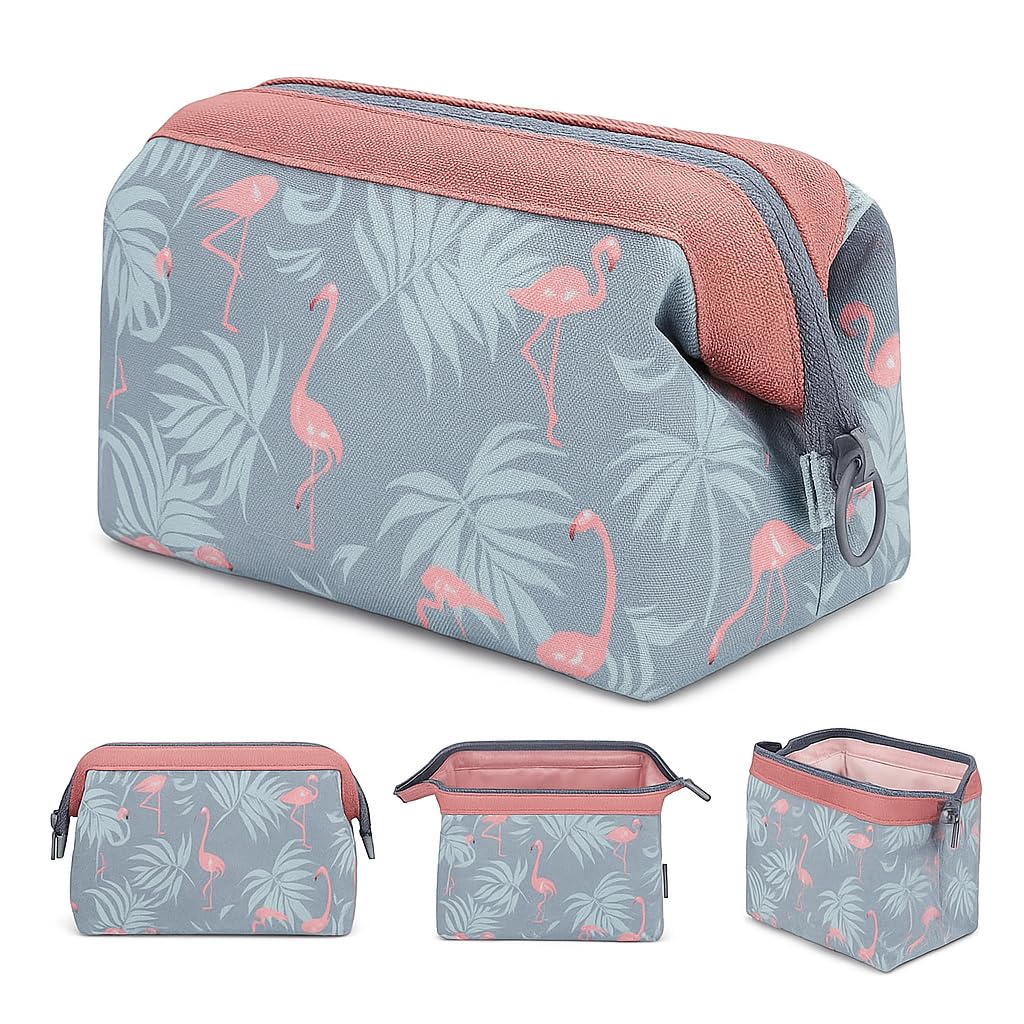 YOUSTYLO - YOU ARE PRIORITY Toiletry Kit Women Jewelry Makeup Organizer Cosmetic Case Travel Organiser Carry Case Portable Cube Purse Pouch (Flamingo)-image-33